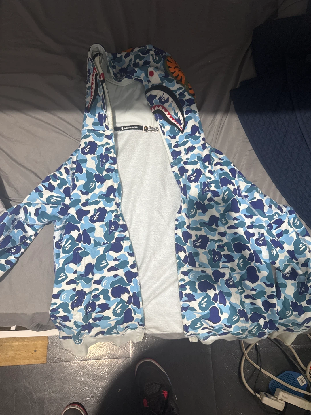 A Bathing Ape Blue Camo Shark Hoodie 3XL - photo 4