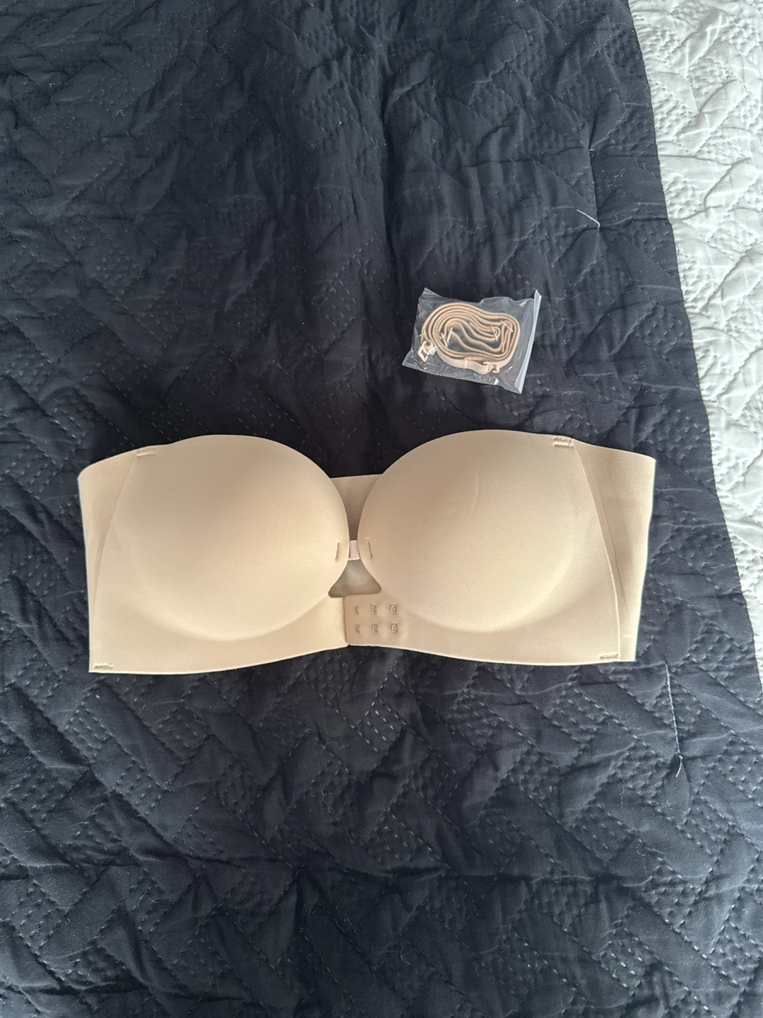 Two Strapless Bras - Beige and Black