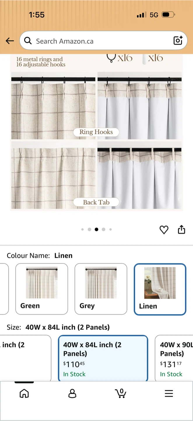 2-Panel Linen Blend Checkered Blackout Curtains