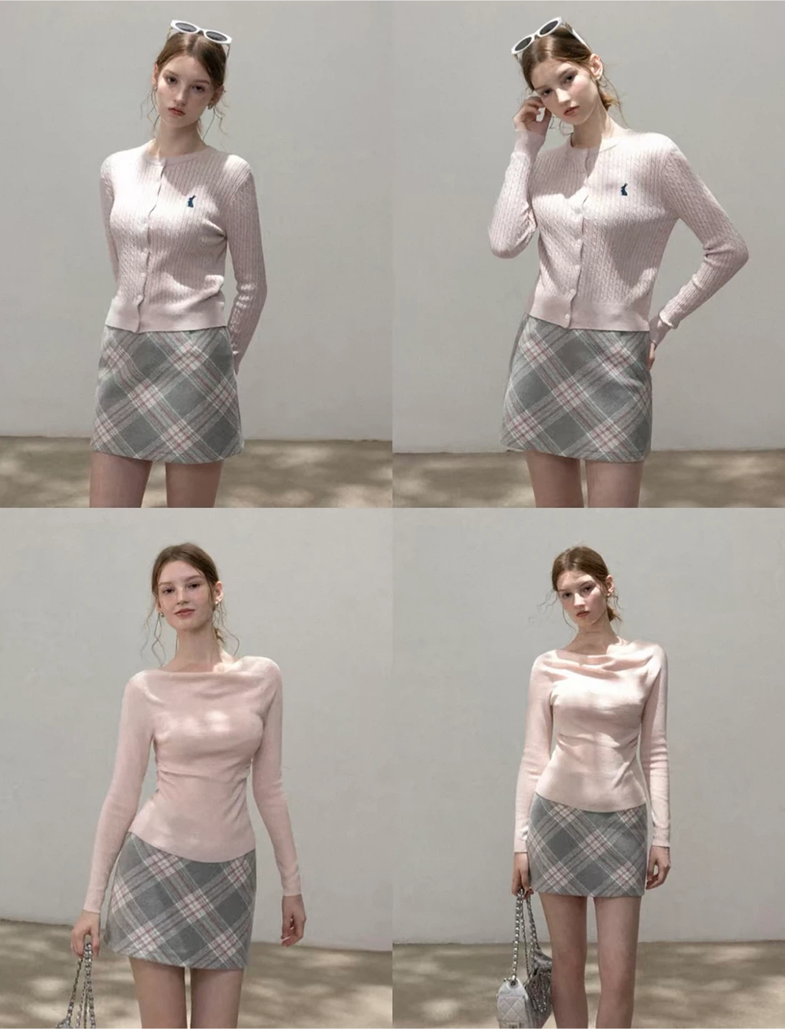 NEW-Grey Plaid Pattern Mini Skirt - photo 3