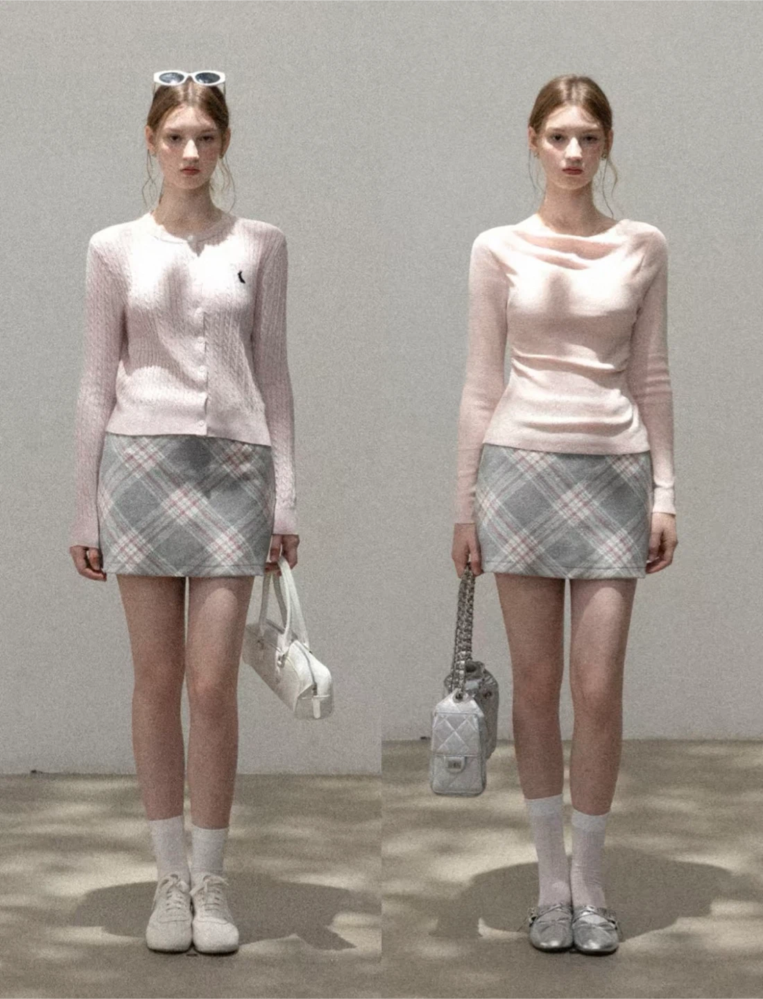 NEW-Grey Plaid Pattern Mini Skirt - photo 4