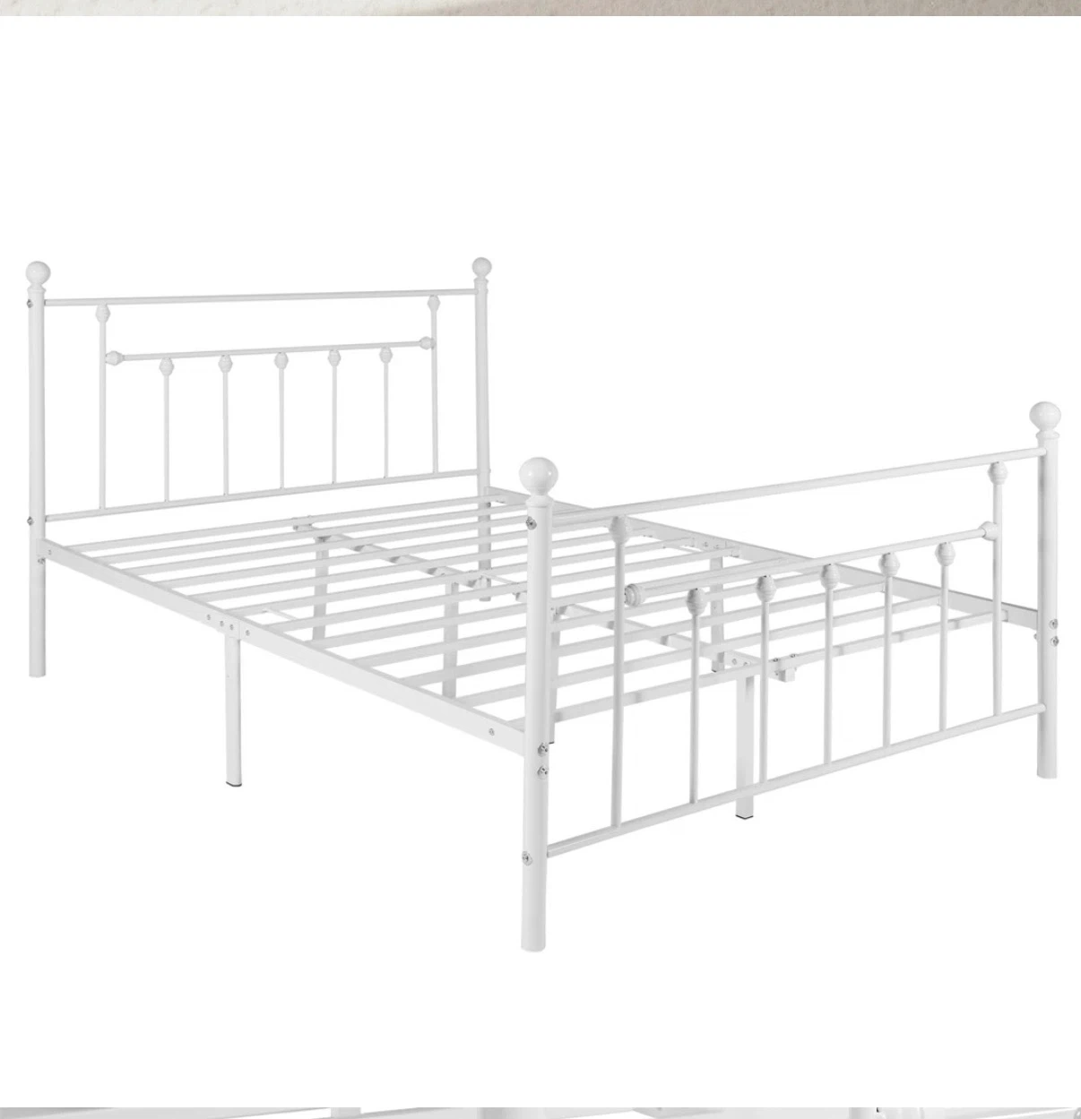 Full Size White Metal Bed Frame
