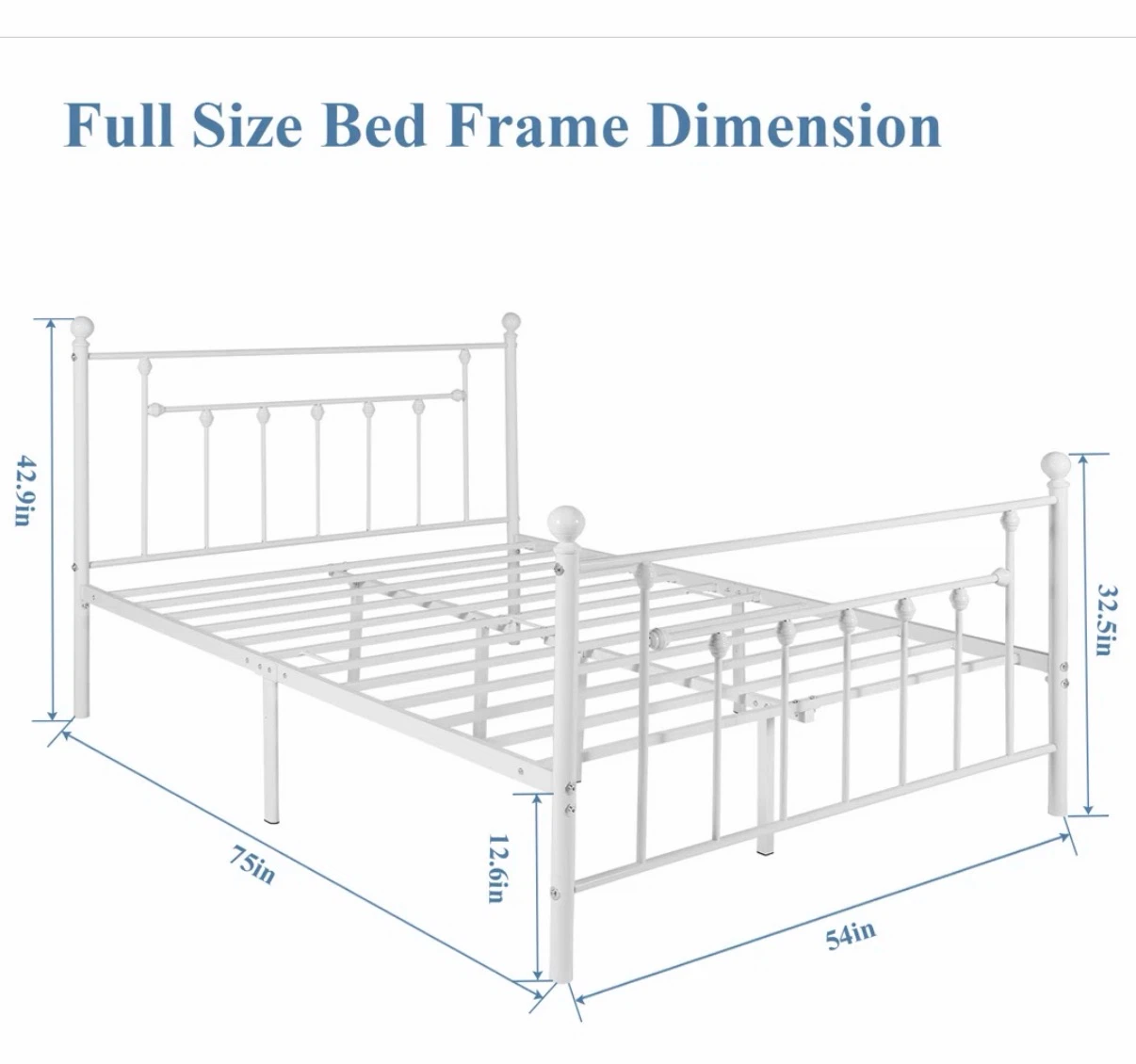 Full Size White Metal Bed Frame - photo 2