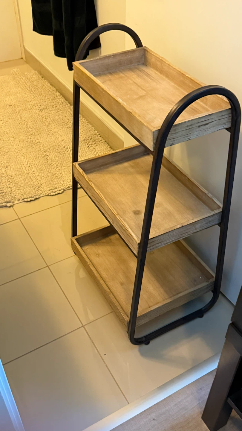 Three-Tier Wood and Metal Shelf