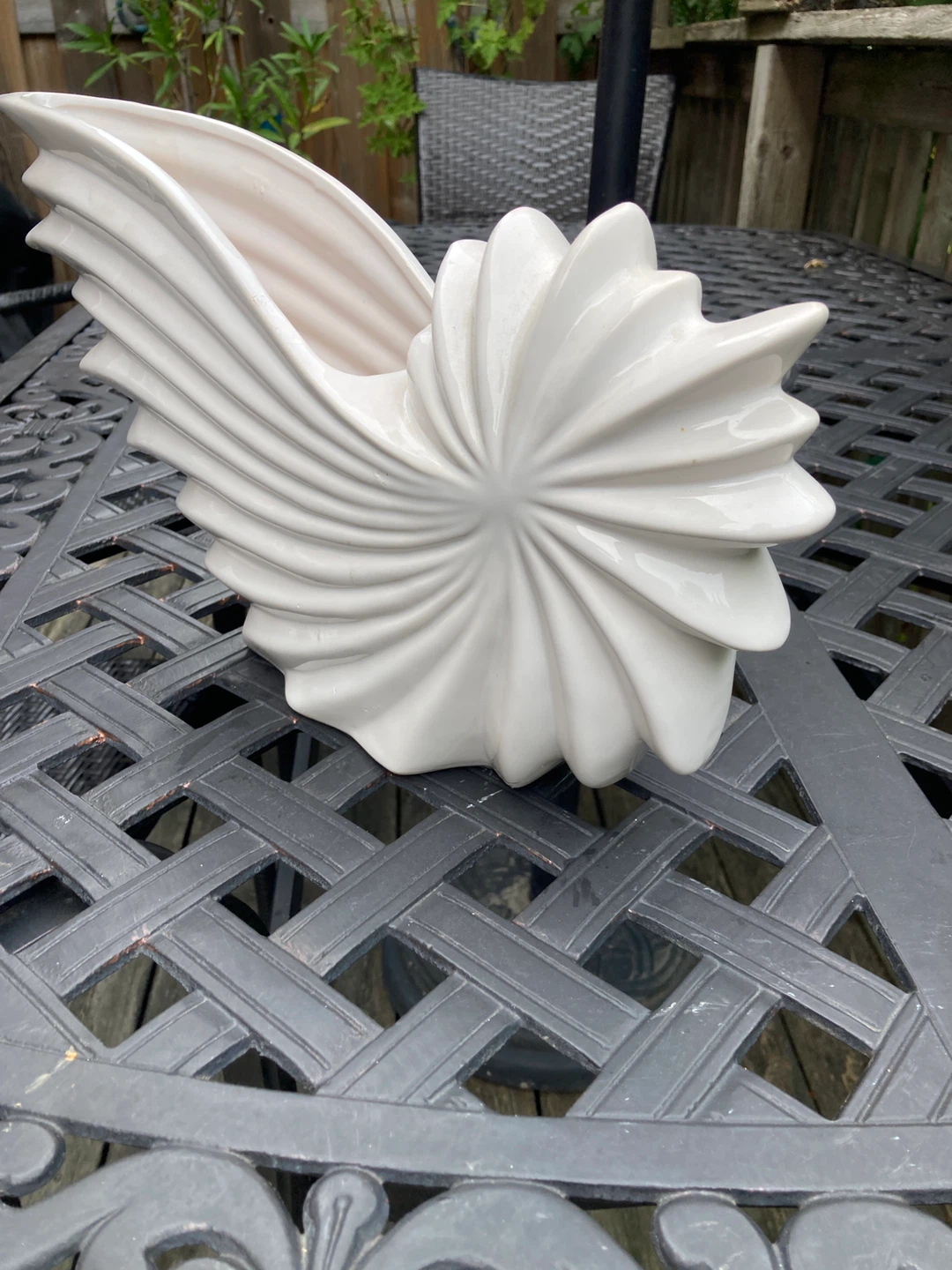 White Ceramic Nautilus Shell Vase