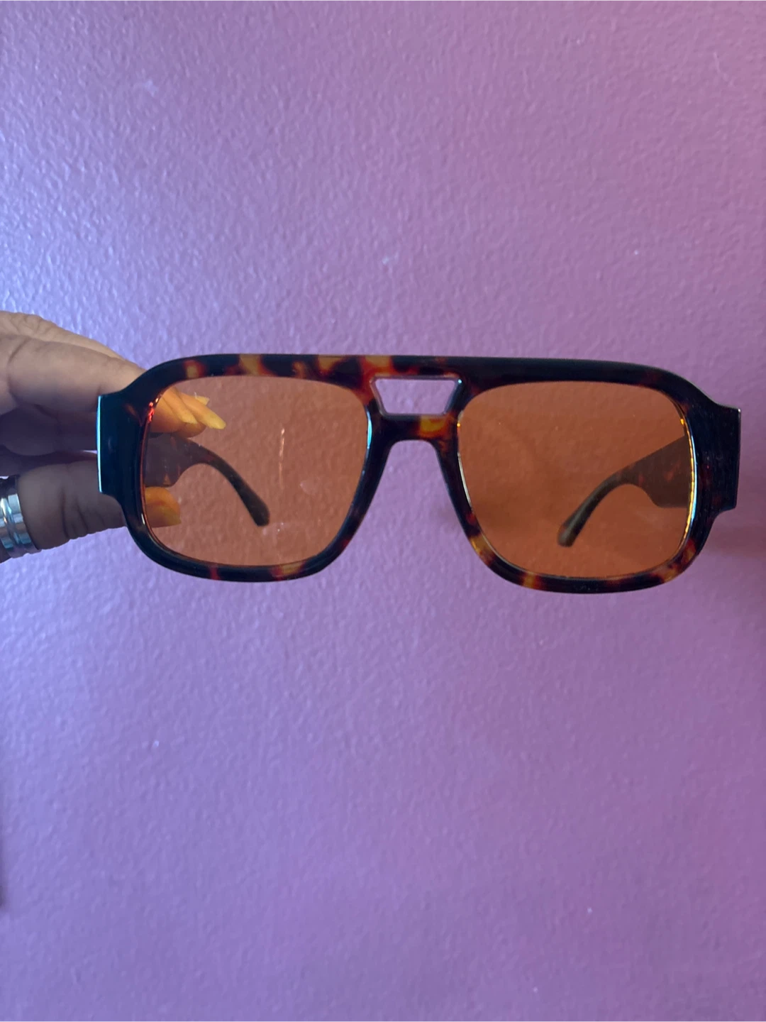 🏈 Tortoiseshell Aviator Sunglasses with Orange Lenses - photo 5