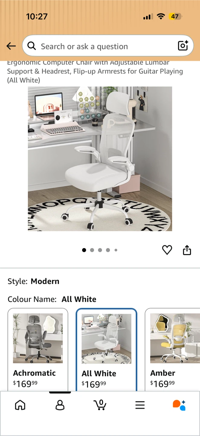 Ergonomic Office Chair, All White - photo 3