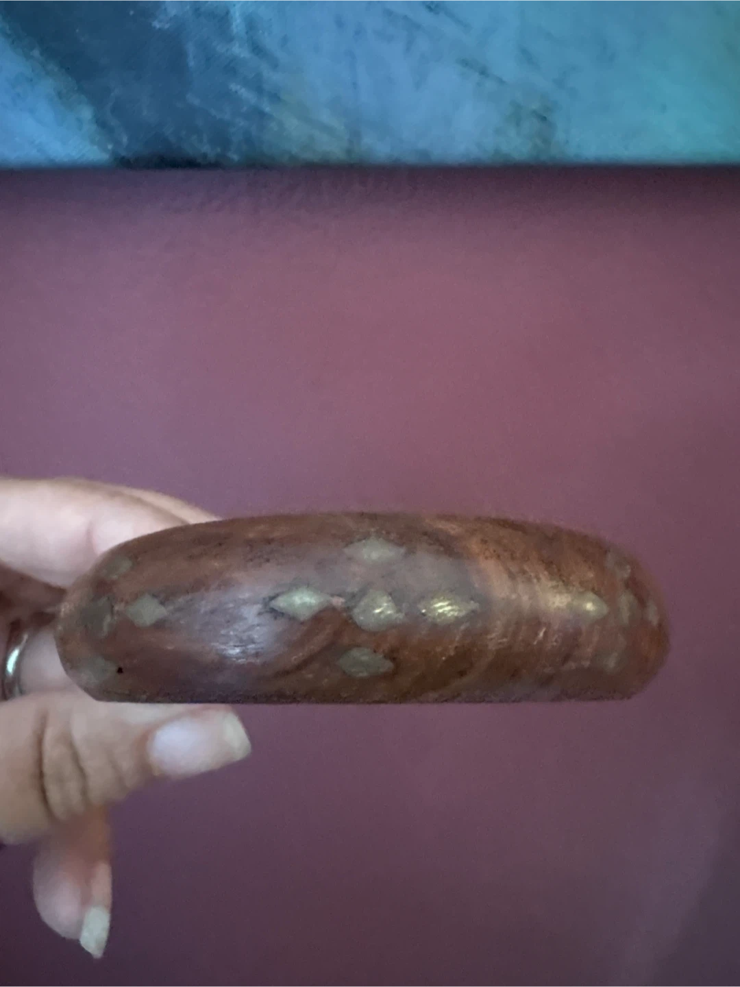 🏈 Wooden Bangle with Brass Inlay