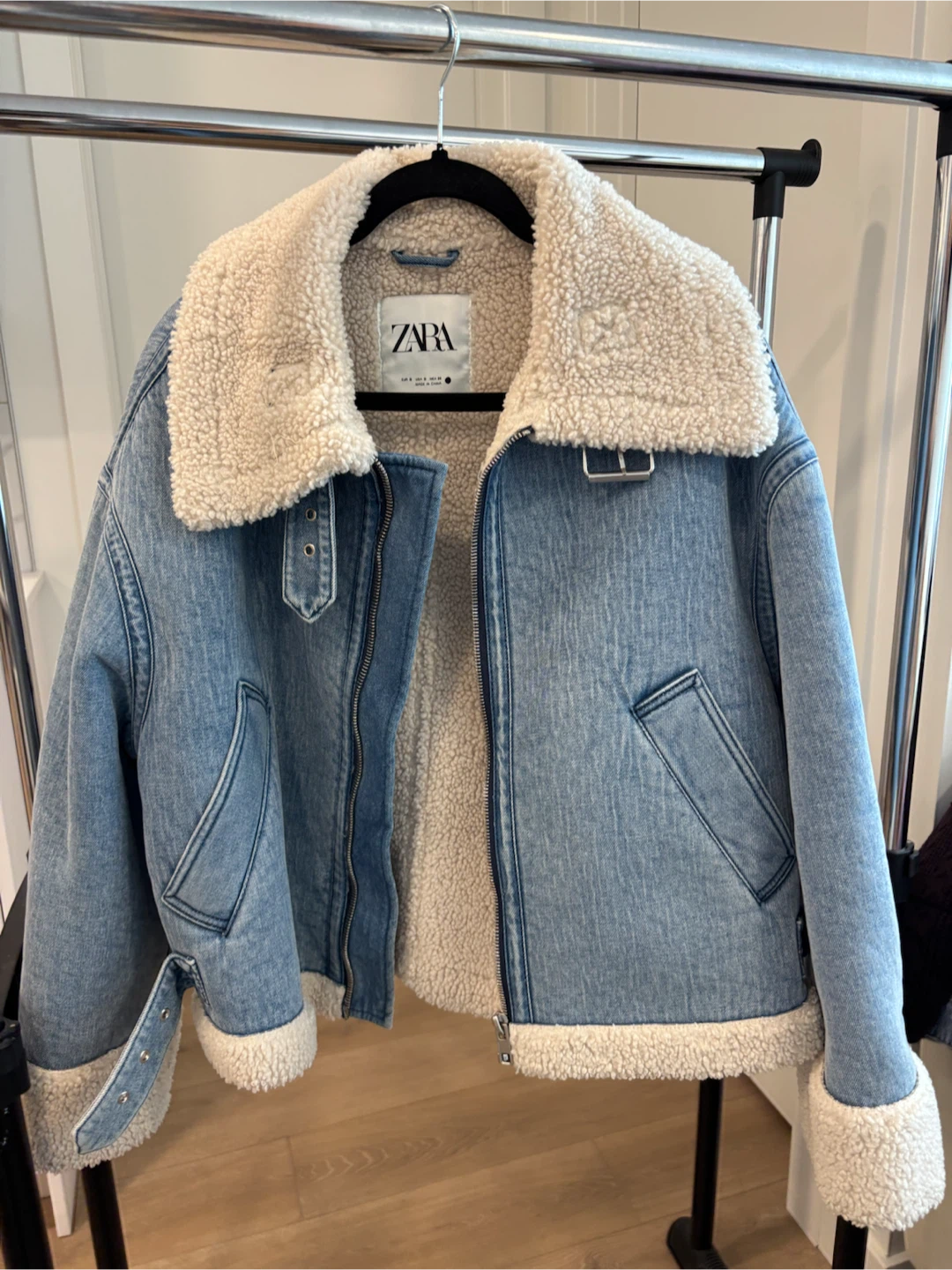 Zara denim sherpa jacket