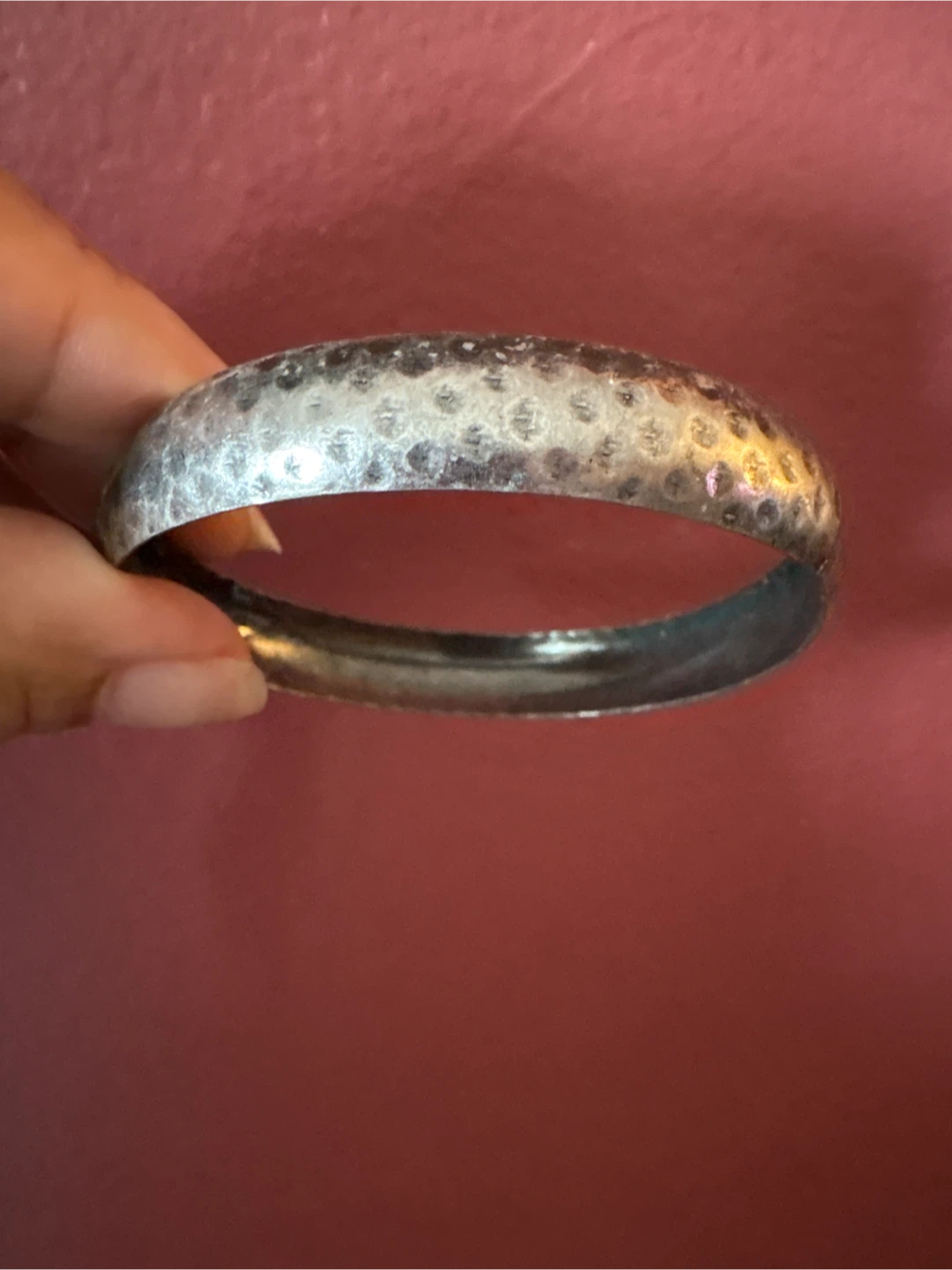 🏈 Hammered Silver Tone Bangle Bracelet