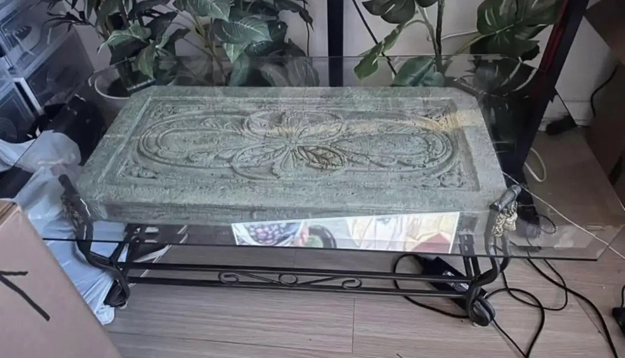 Ornate Glass and Stone Coffee and Side Tables