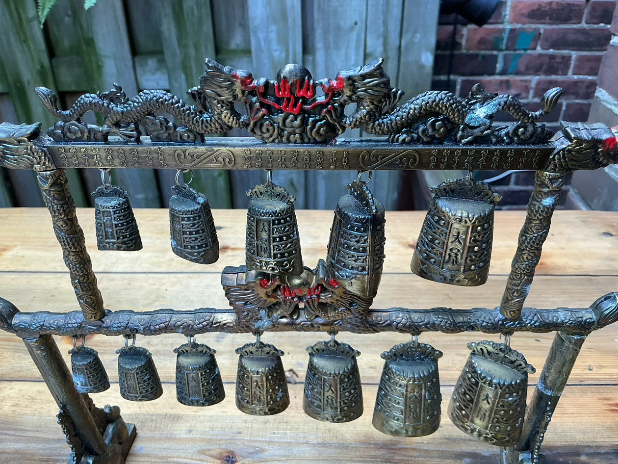 Decorative Chinese Dragon Bell Stand with Mallet - photo 2