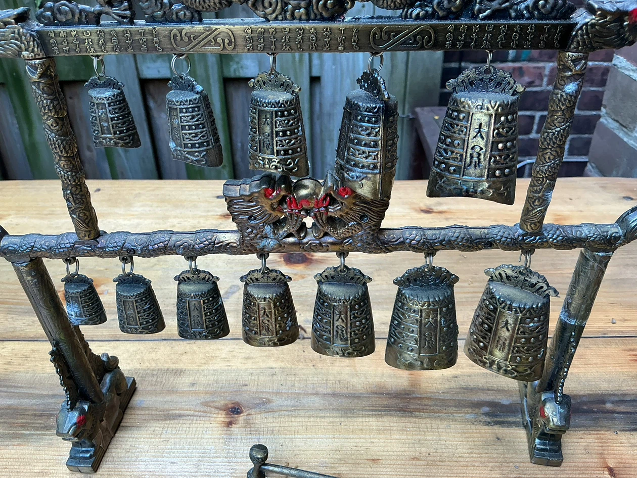 Decorative Chinese Dragon Bell Stand with Mallet - photo 3
