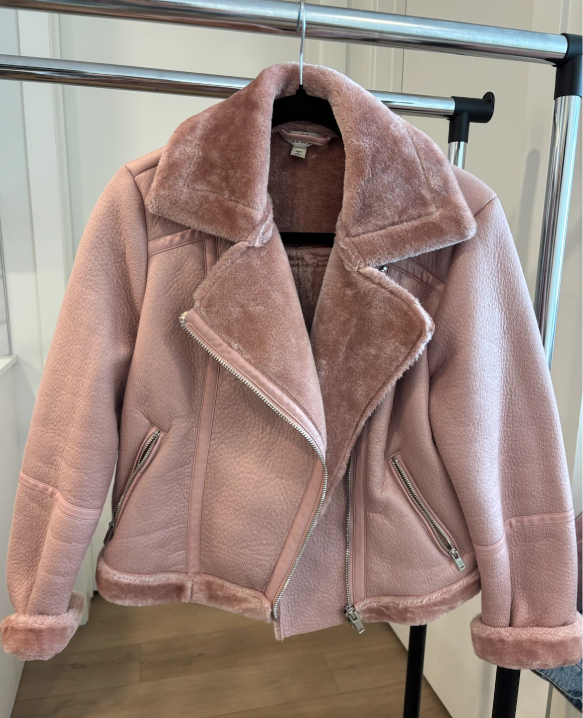 Selfridge Pink faux shearling moto jacket - photo 2