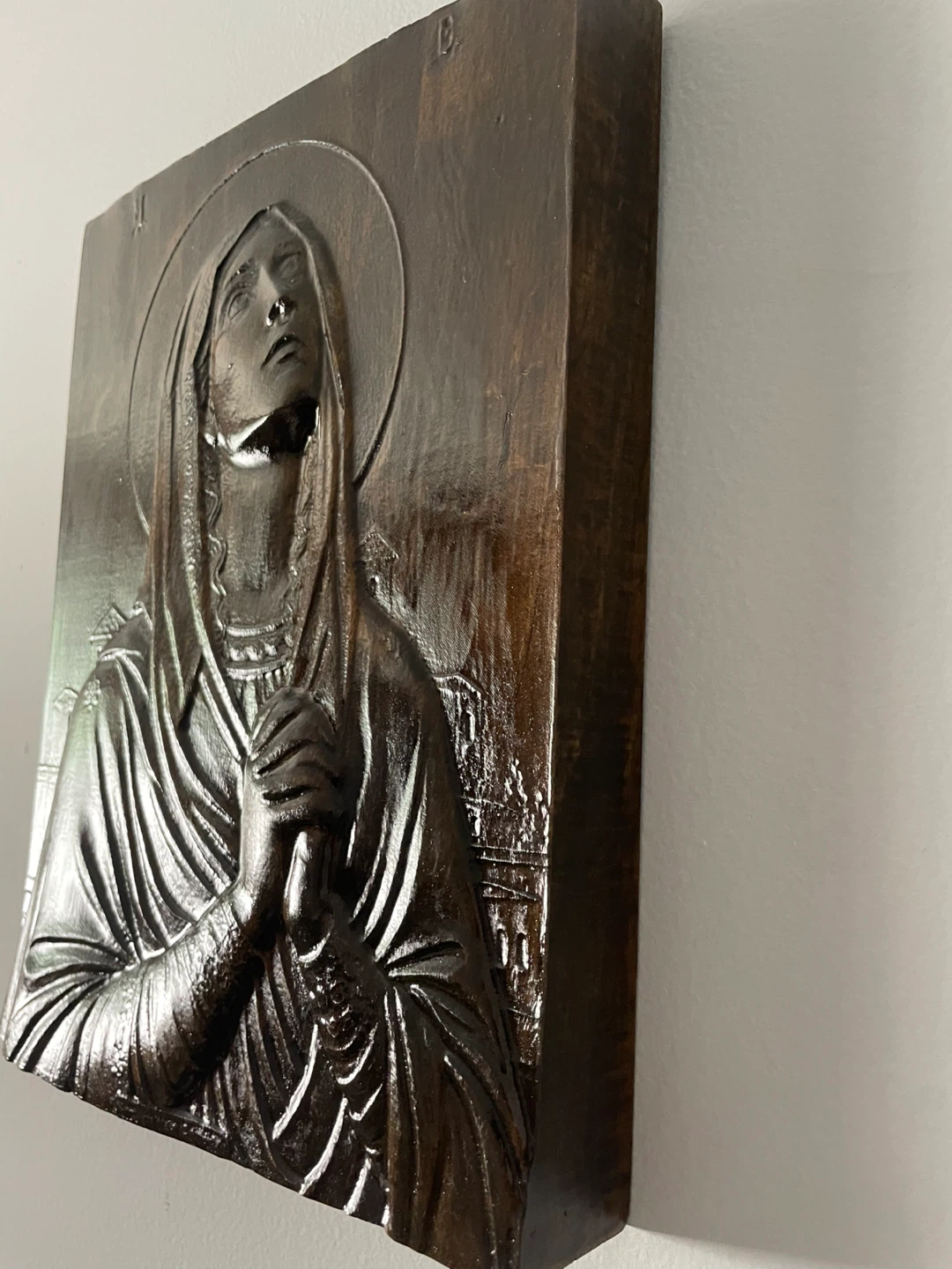 Carved Wood Religious Wall Plaque - photo 2