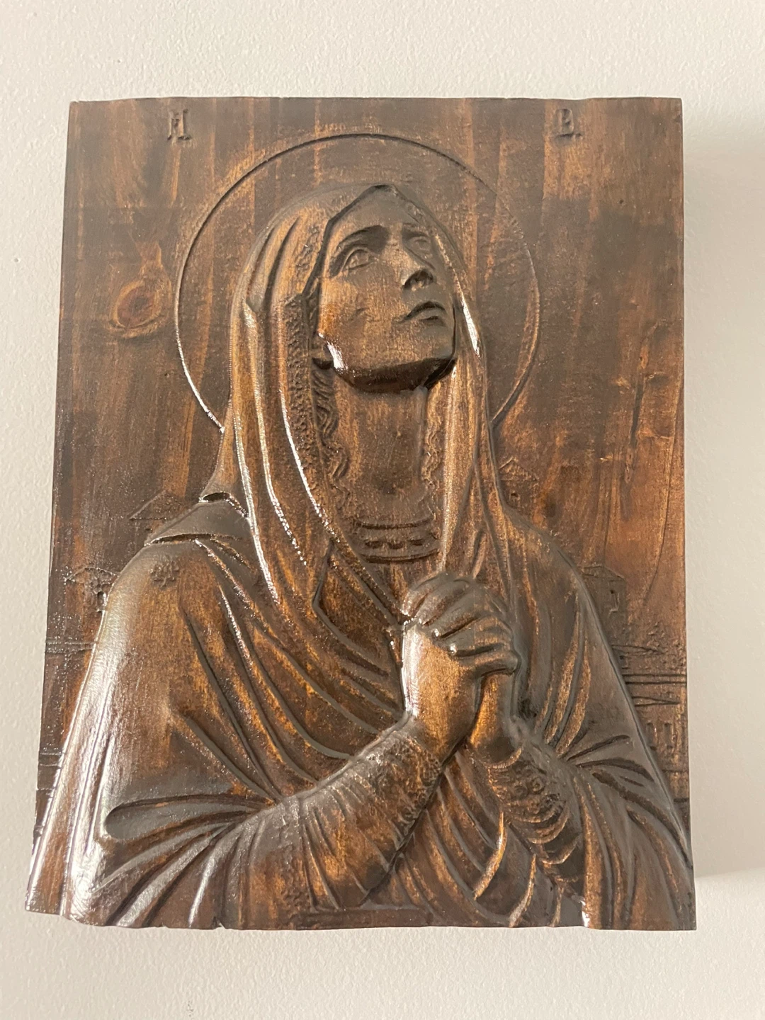 Carved Wood Religious Wall Plaque - photo 3