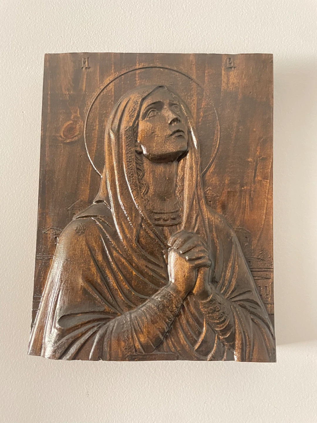 Carved Wood Religious Wall Plaque - photo 4