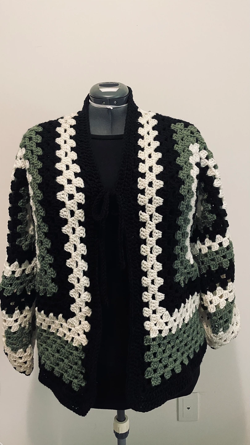 Handmade Crocheted Granny Square Cardigan