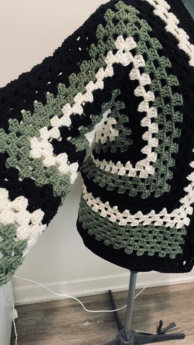 Handmade Crocheted Granny Square Cardigan - photo 3