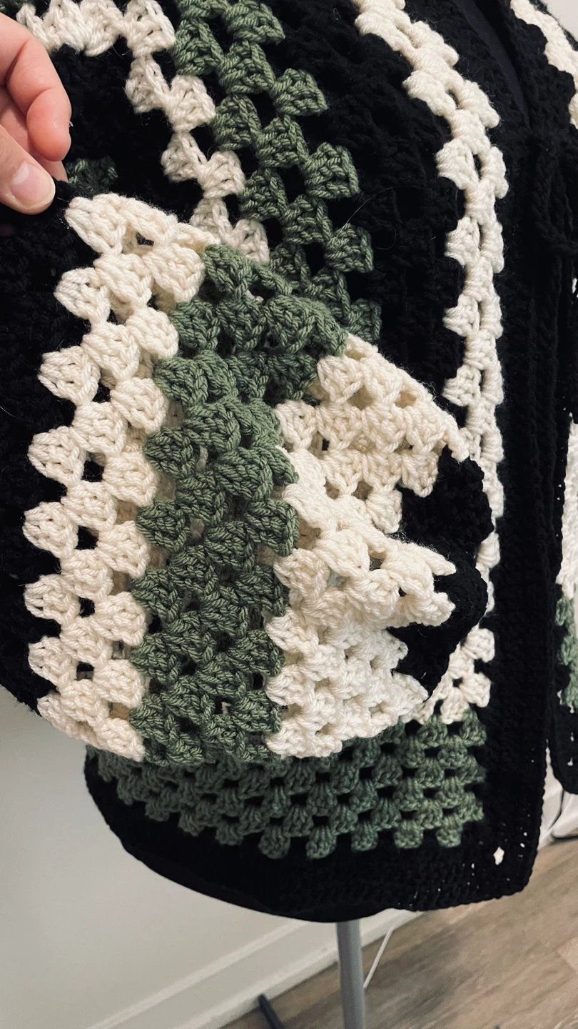 Handmade Crocheted Granny Square Cardigan - photo 4