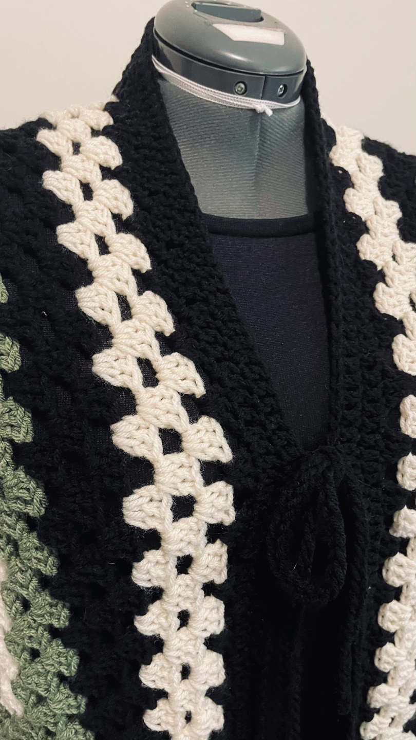 Handmade Crocheted Granny Square Cardigan - photo 5