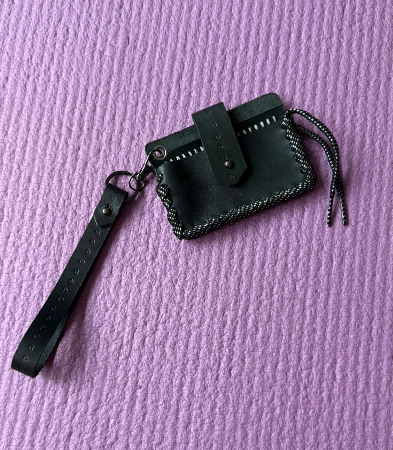 NEW✨🏈Black Leather Wristlet Card Holder