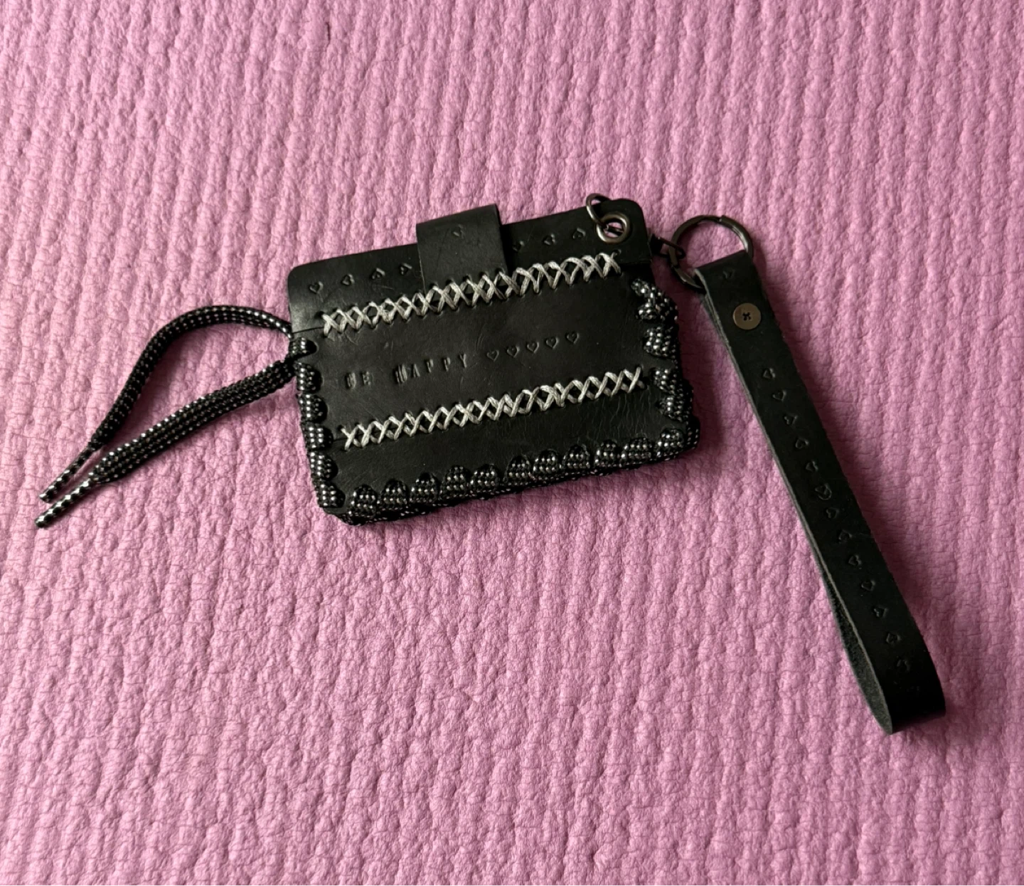 NEW✨🏈Black Leather Wristlet Card Holder - photo 2