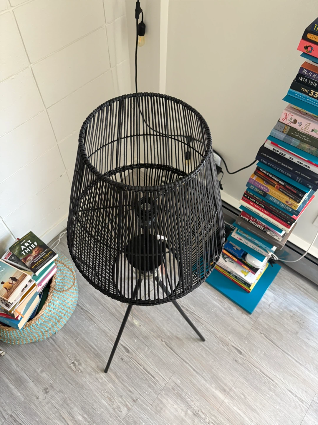 Black Rattan Tripod Floor Lamp - photo 2