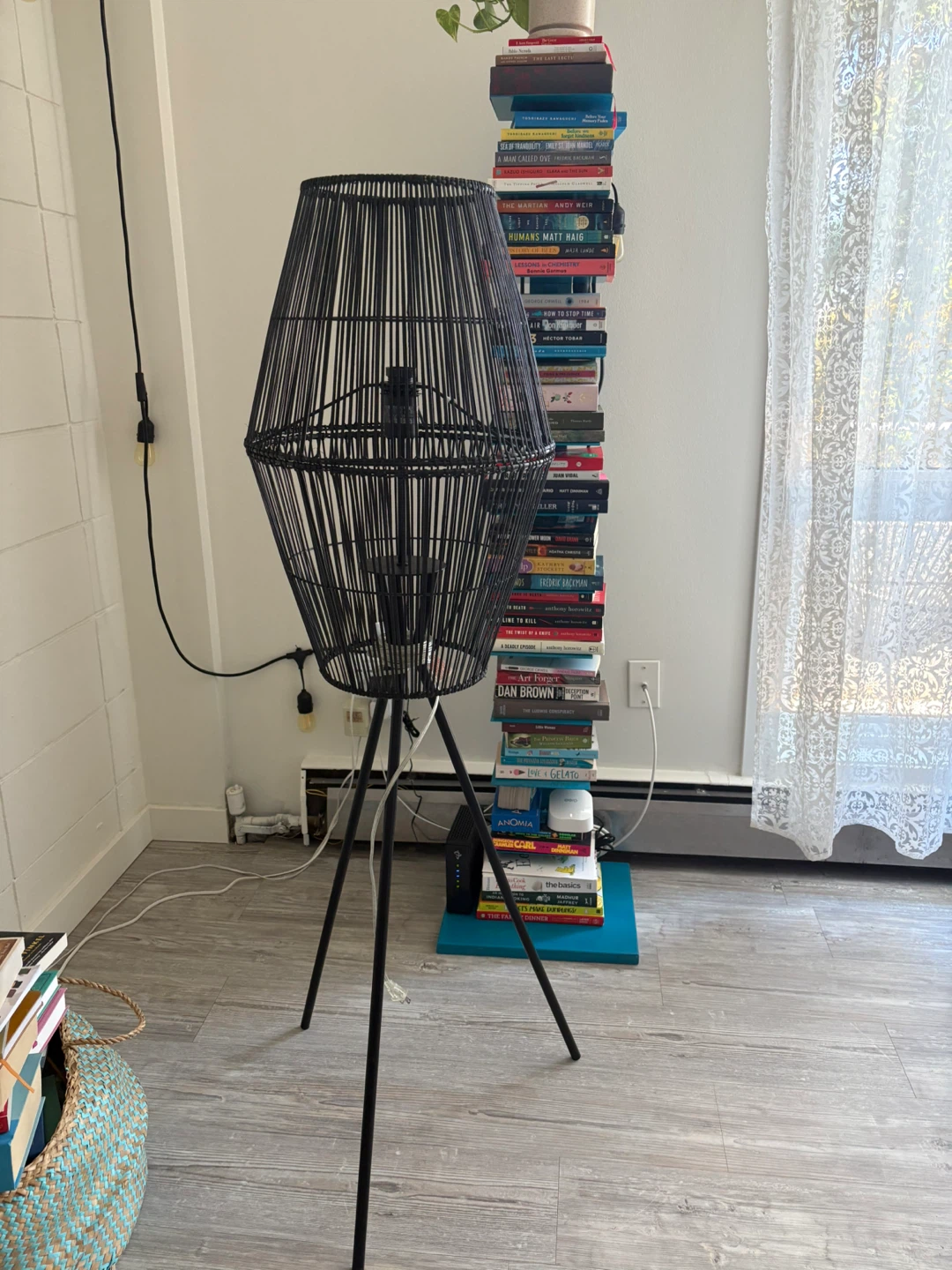 Black Rattan Tripod Floor Lamp - photo 3