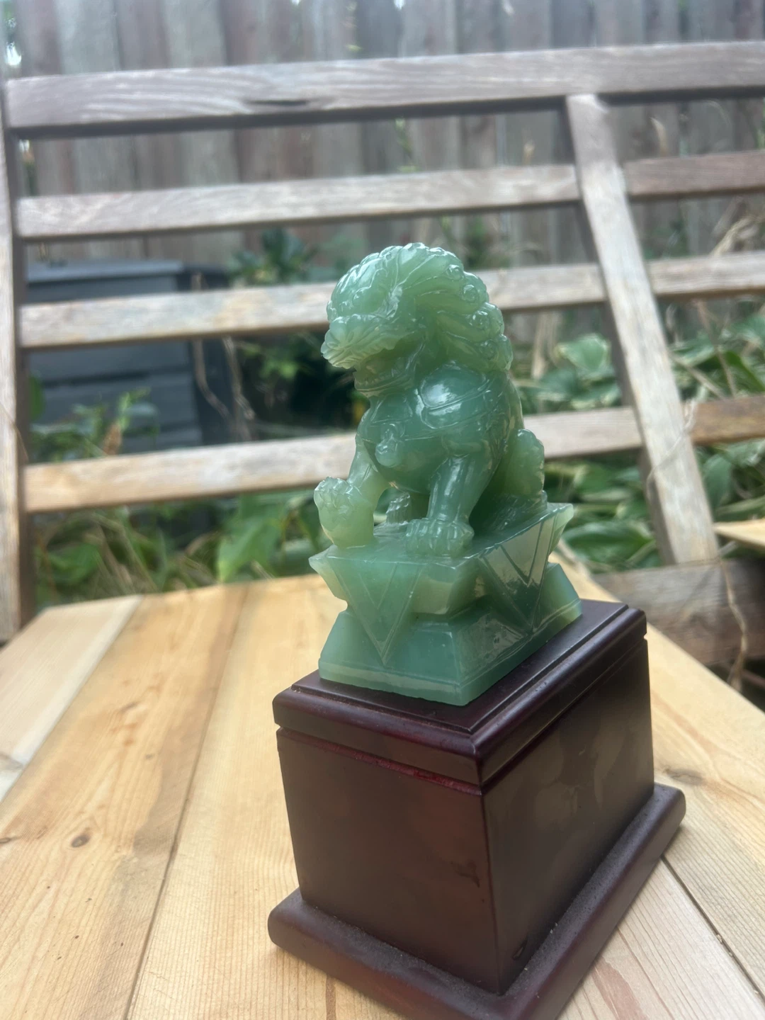 Green Stone Guardian Lion Statue - photo 2