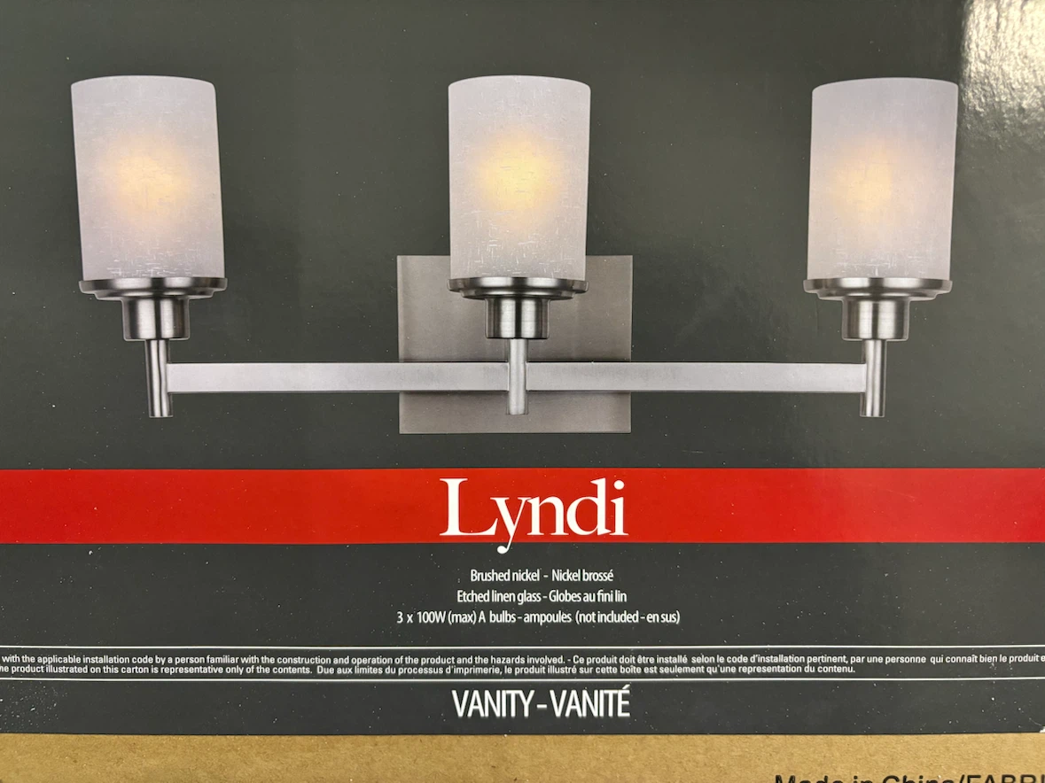 Lyndi Brushed Nickel 3-Light Vanity Fixture 🏈