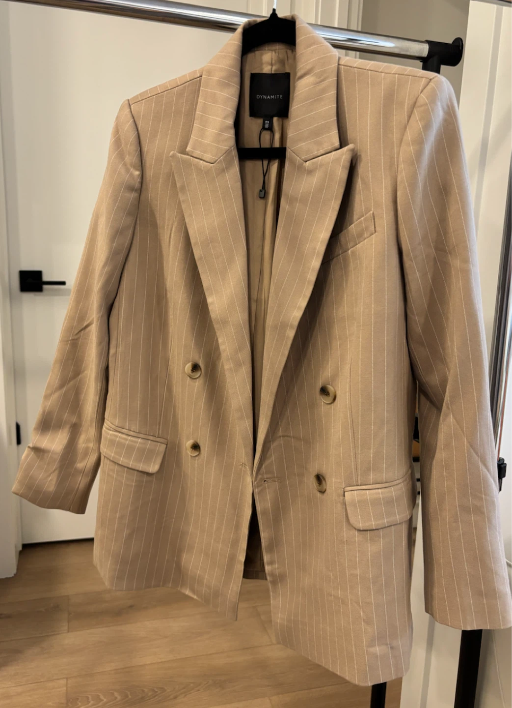 Dynamite Pinstripe Double-Breasted Blazer