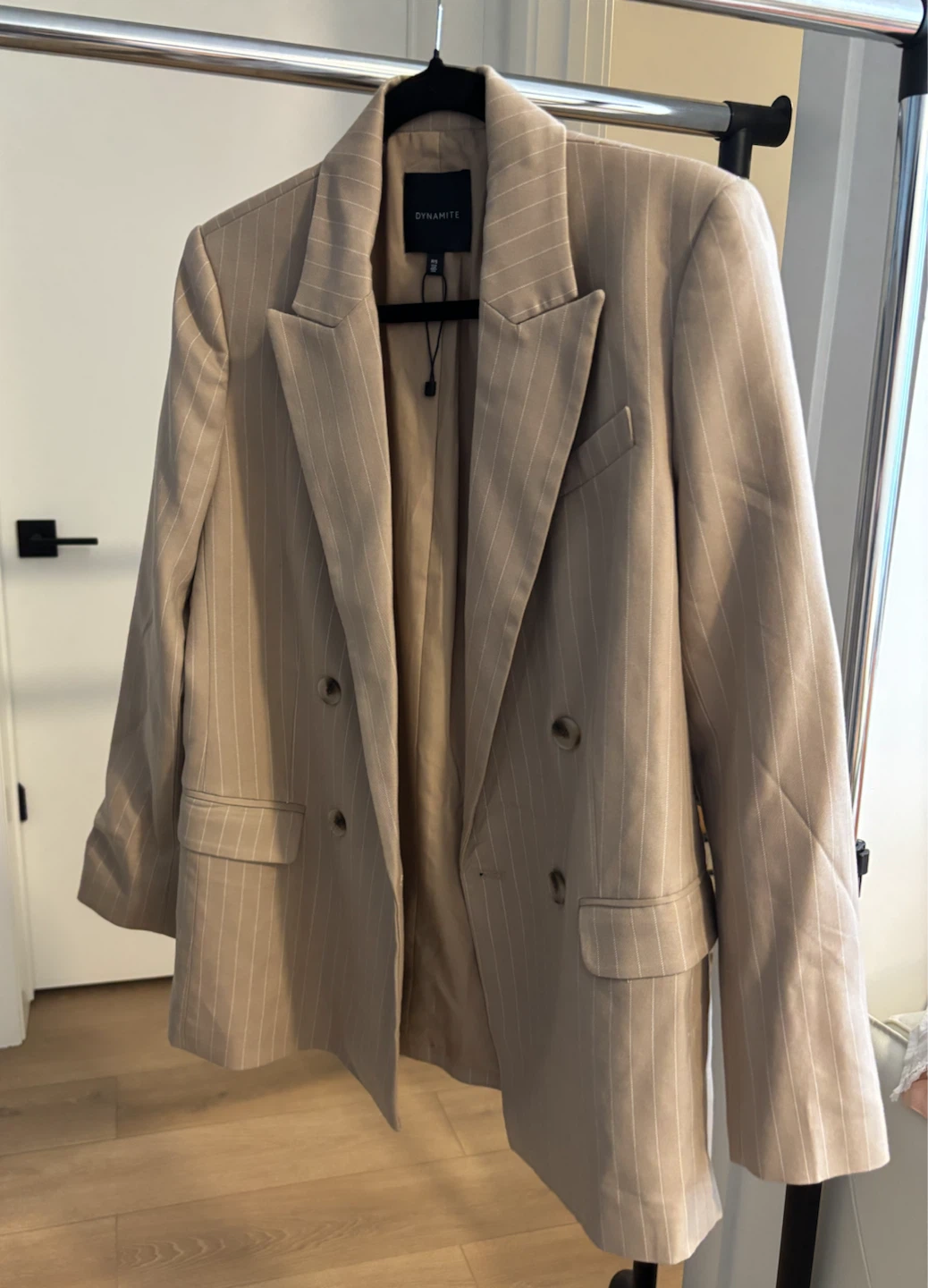 Dynamite Pinstripe Double-Breasted Blazer - photo 2