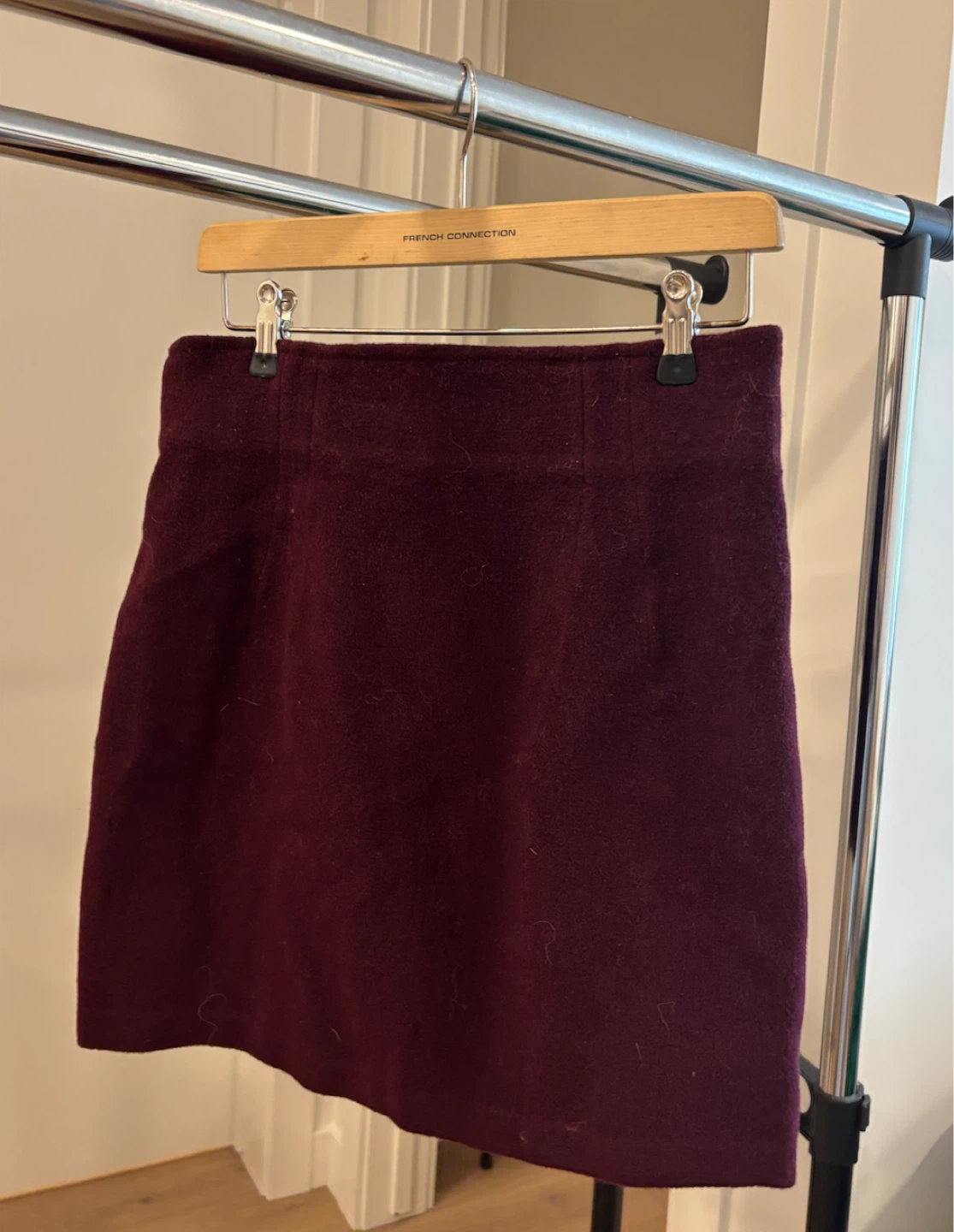 Wool Blend Mini Skirt - Burgundy