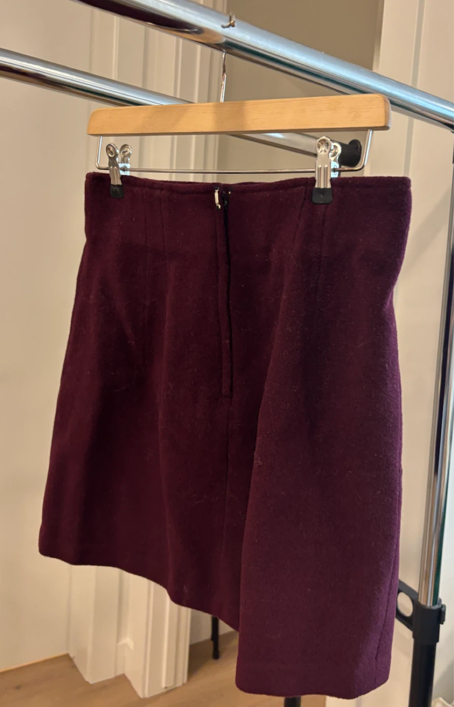 Wool Blend Mini Skirt - Burgundy - photo 2