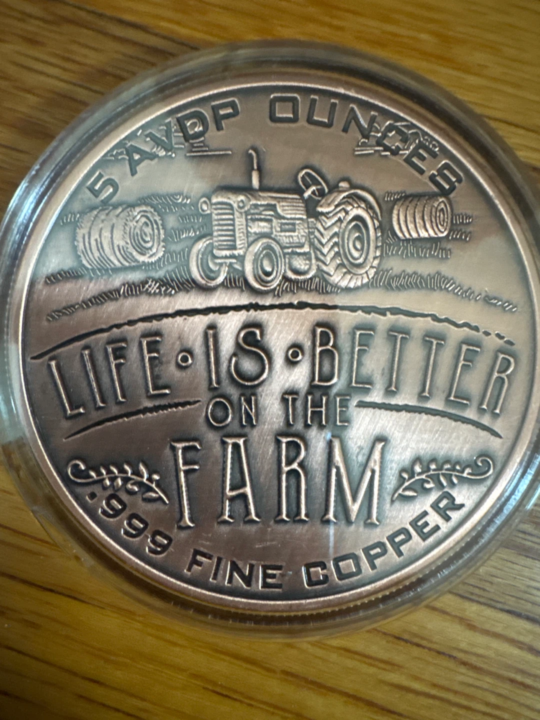 5 Avoirdupois Ounce .999 Fine Copper Medal 🏈 - photo 2