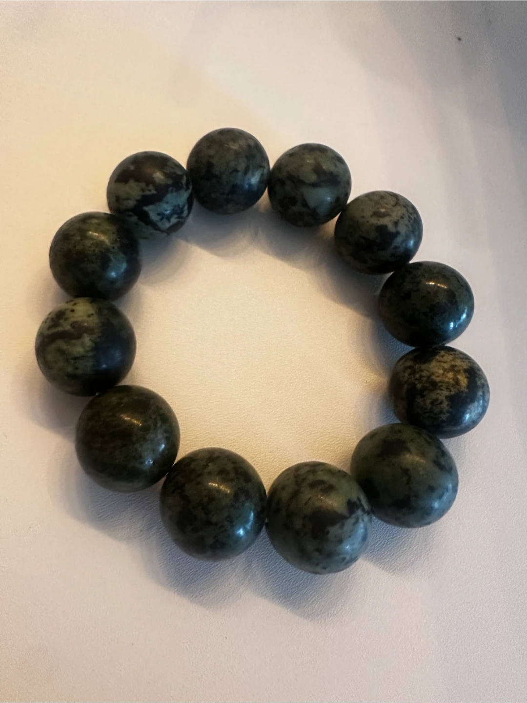 Dark Green Stone Bead Bracelet