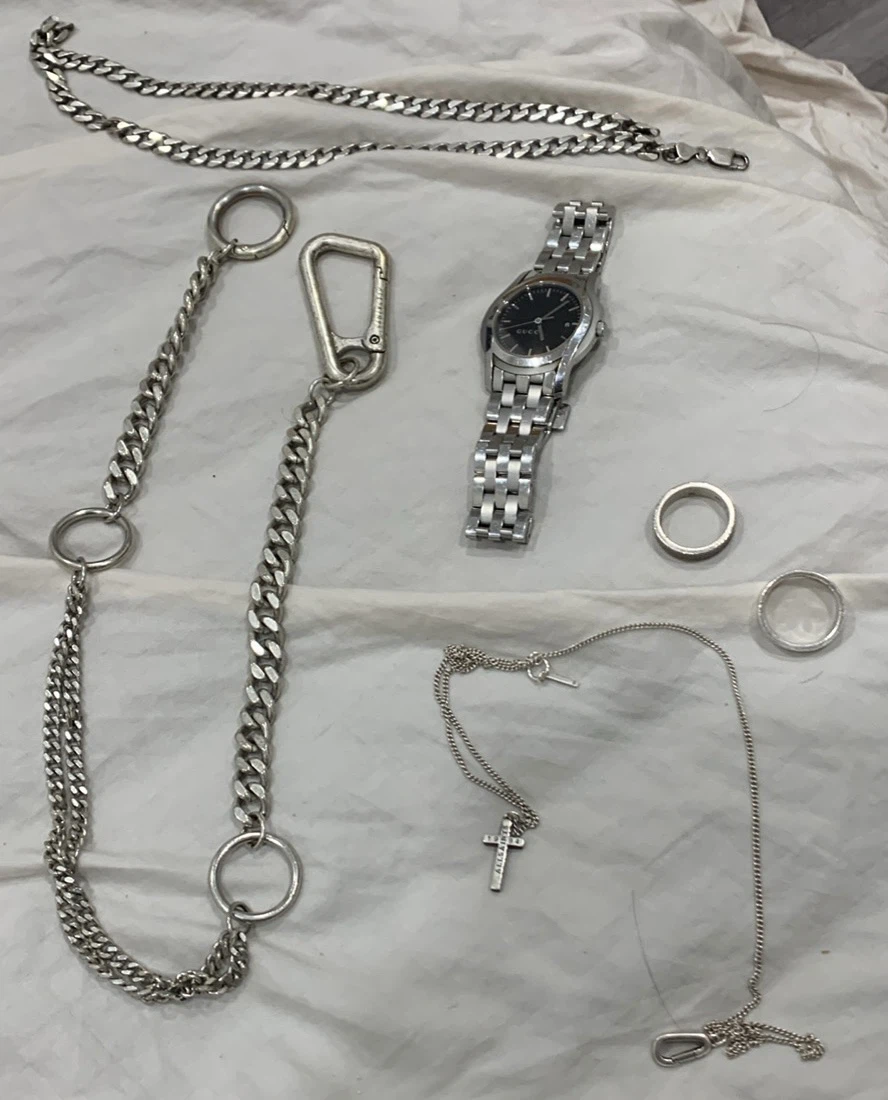 Gucci Watch, Michael hills silver necklace and silver Jewellery