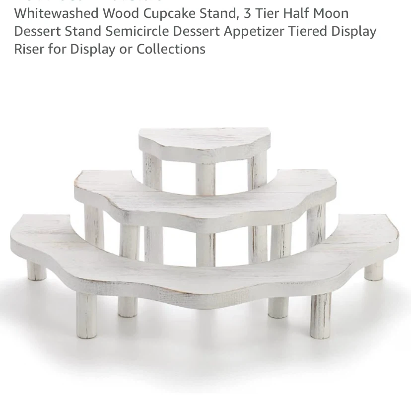 Whitewashed Wood Cupcake Stand, 3 Tier Display Stand