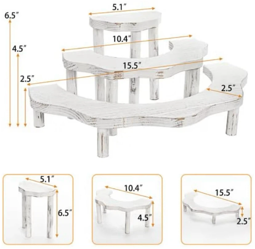 Whitewashed Wood Cupcake Stand, 3 Tier Display Stand - photo 2