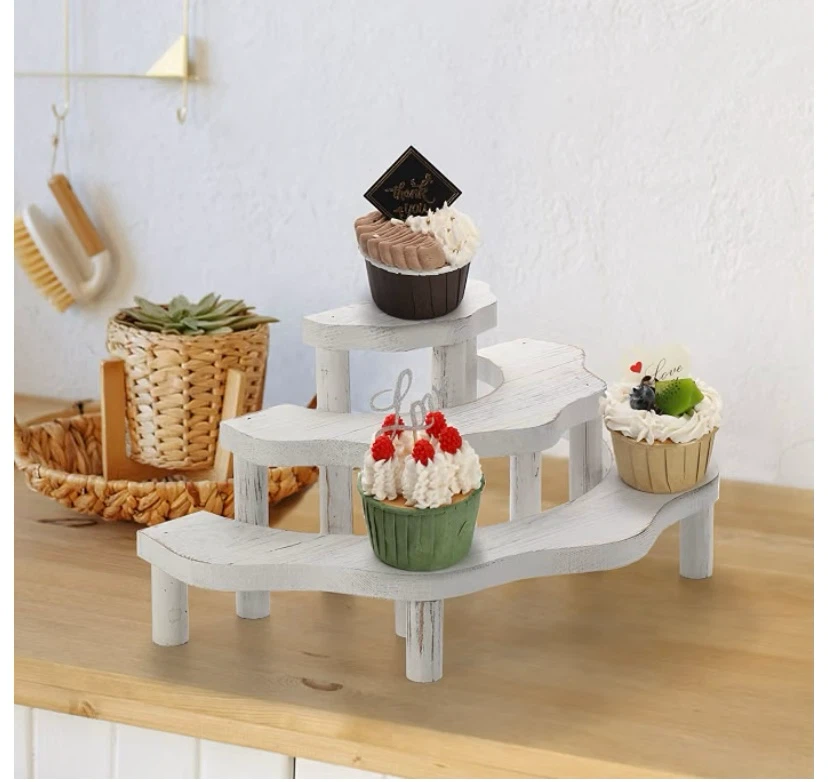 Whitewashed Wood Cupcake Stand, 3 Tier Display Stand - photo 3