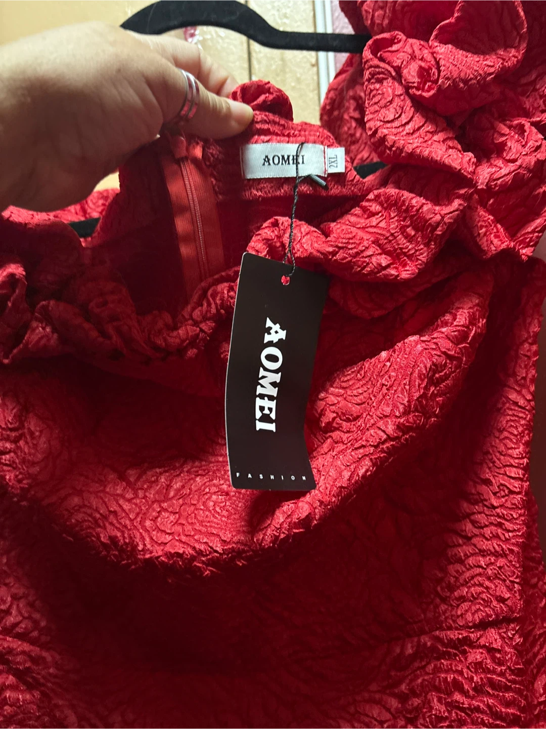 🏈 Aomei Red Off-the-Shoulder Dress New - photo 2