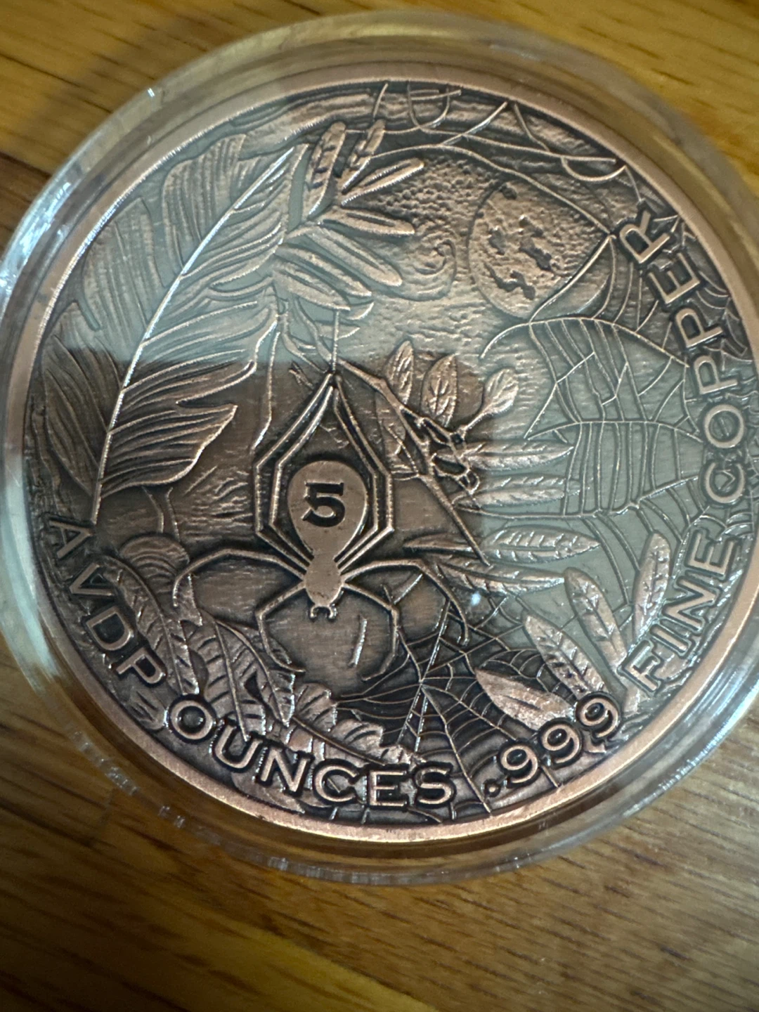 5 Avoirdupois Ounce Copper Spider Coin 🏈 - photo 2