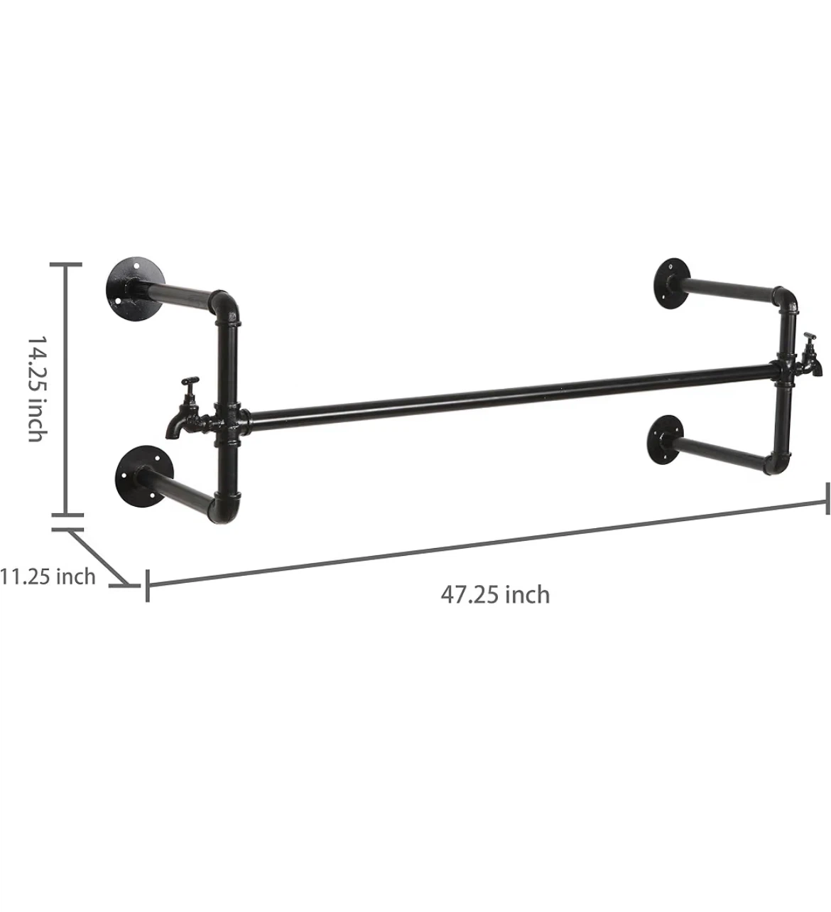 Industrial Pipe Wall Mounted Clothing Rack - photo 2