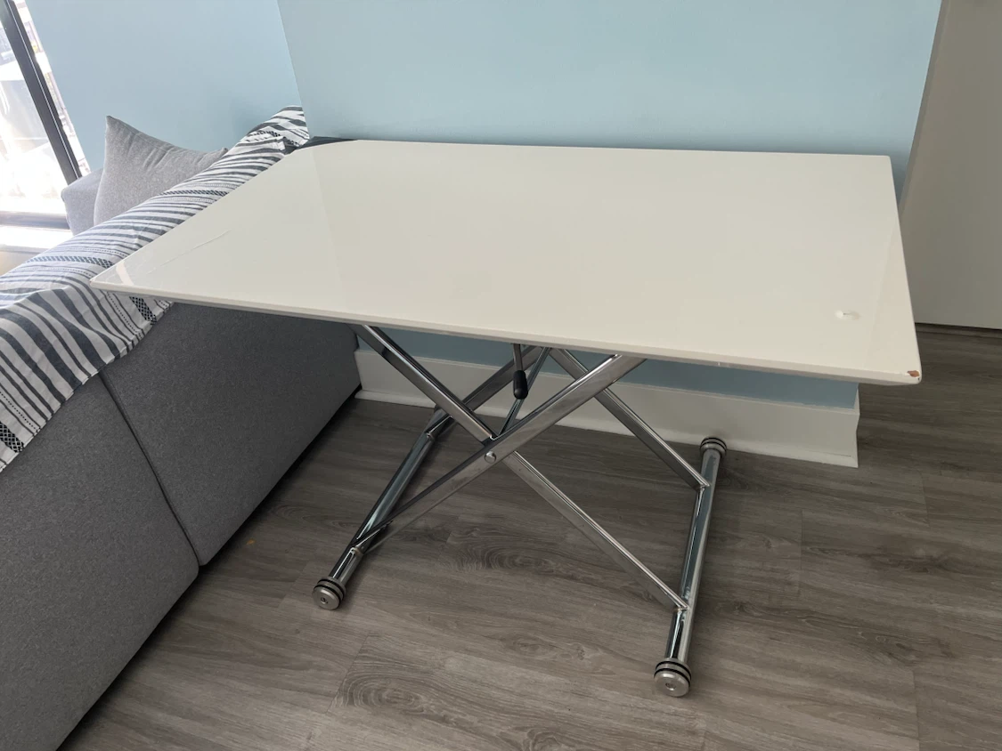 Adjustable Height White Table