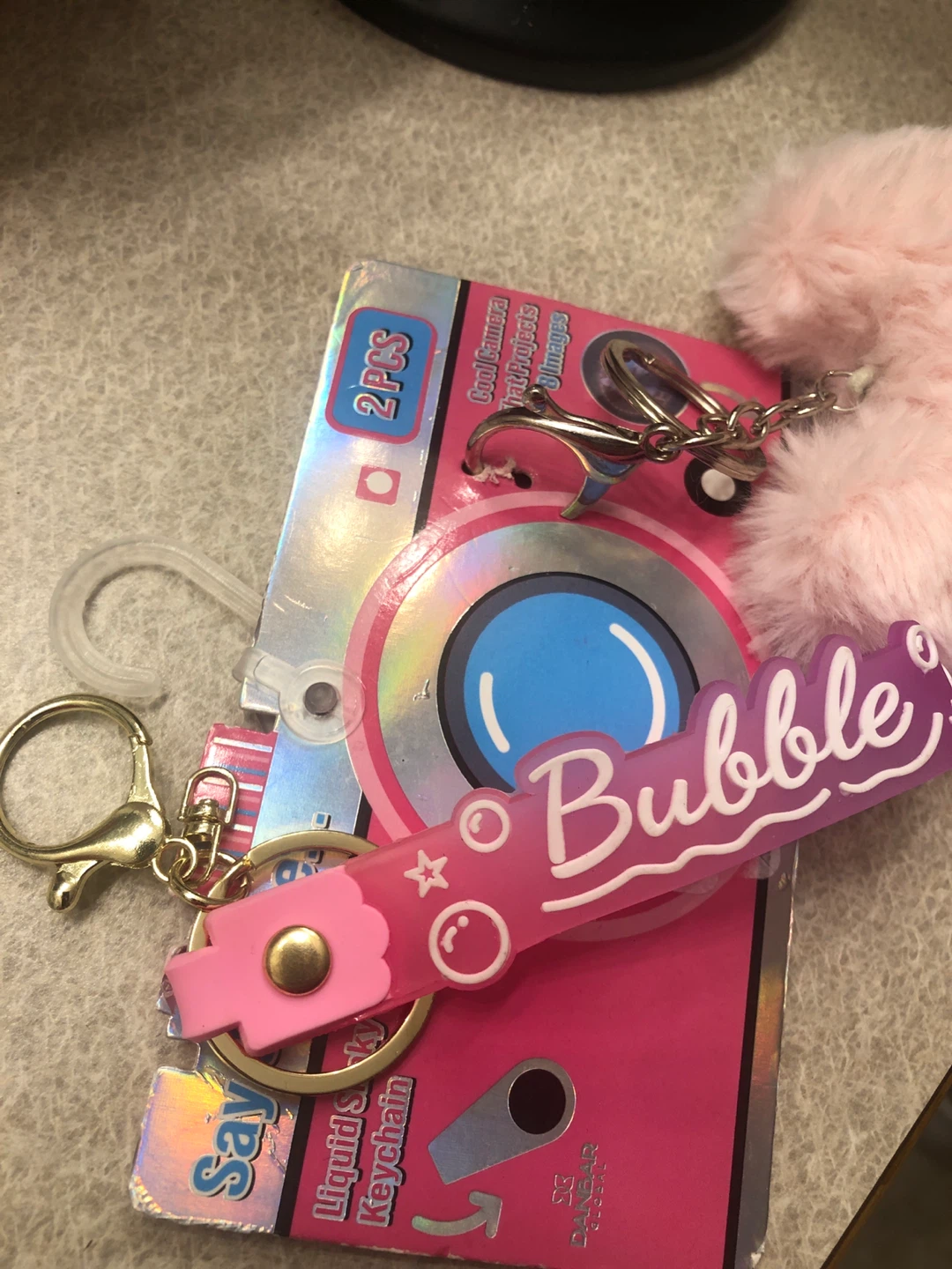 2 Keychain Set , fuzzy heart & wrist strap 🏈 - photo 2