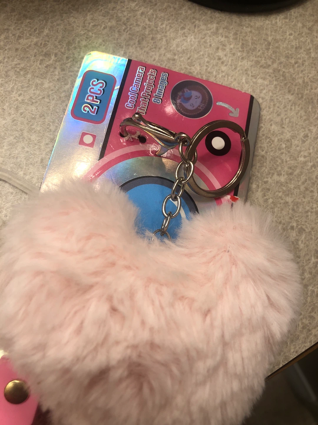 2 Keychain Set , fuzzy heart & wrist strap 🏈 - photo 3