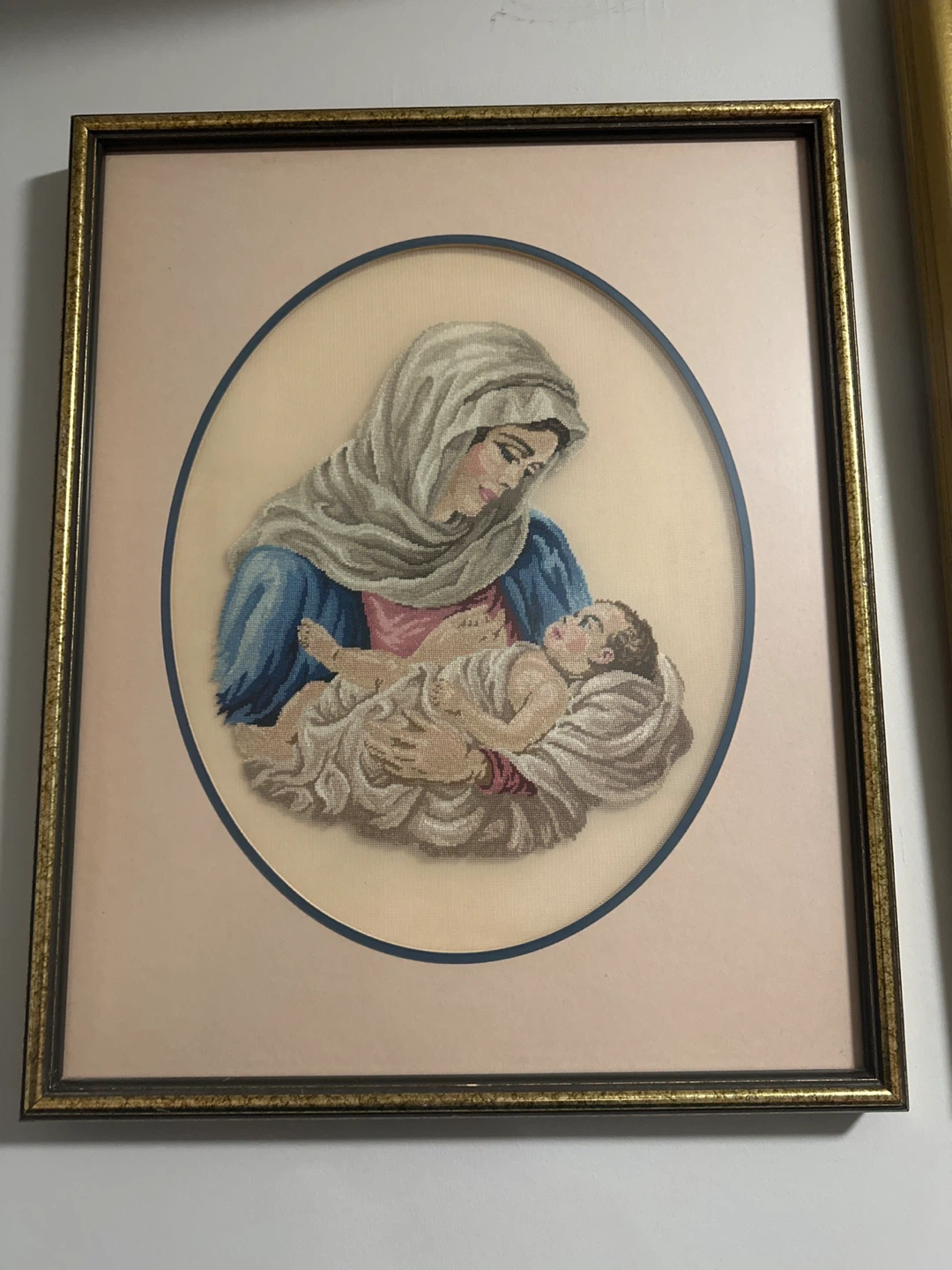 Framed Madonna and Child Needlepoint - photo 2
