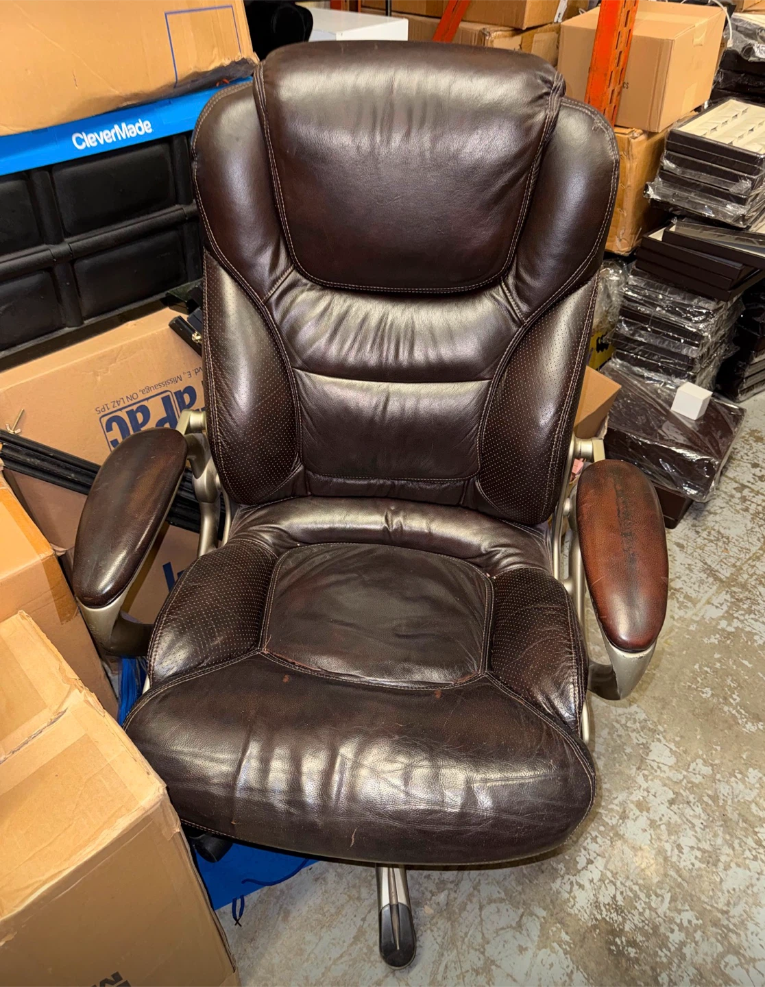Brown Leather Office Chair, heavy duty