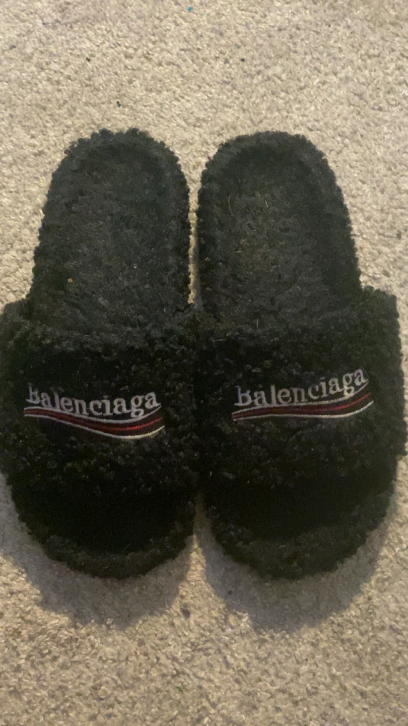 Balenciaga Black Fuzzy Slides